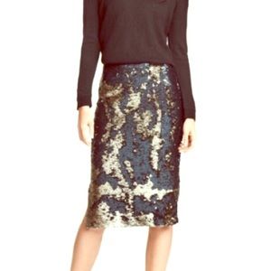 H&M Green & Gold Sequin Skirt